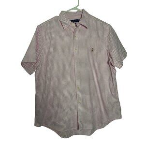 Ralph Lauren Classic Fit Men's Pink & White Gingham Short Sleeve Shirt XL